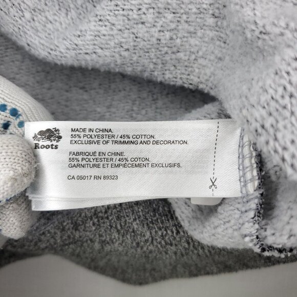 Roots Canada Hoodie Sweatshirt Mens XS Gray Beaver Velvet Logo Pullover Pockets - Picture 7 of 12
